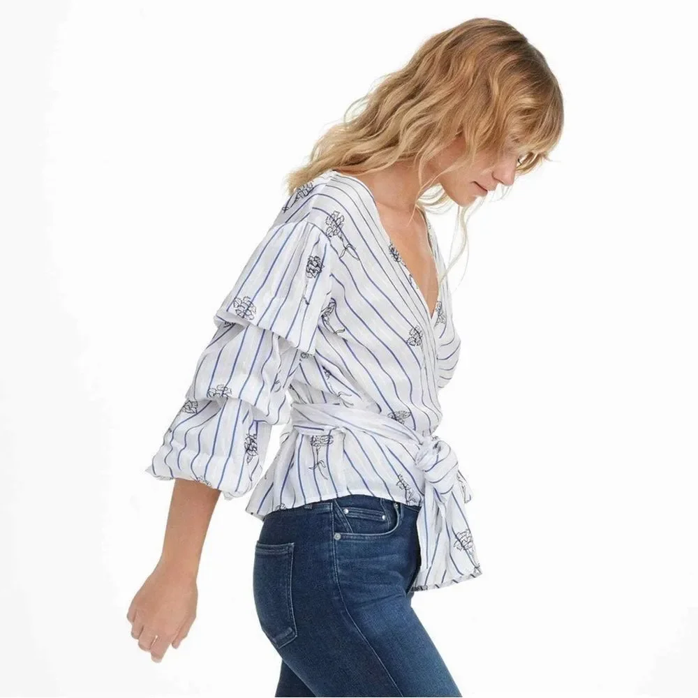 Club Monaco Bindell Ruffle Wrap Blouse Size Small